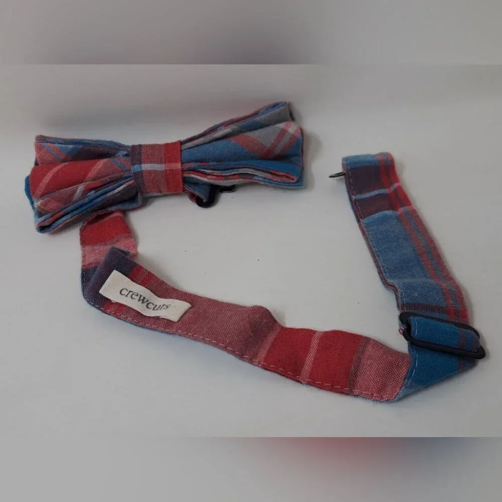 J. Crew Crewcuts Kids Boys Tie Bow Tie Accessories Check Plaid Adjustable